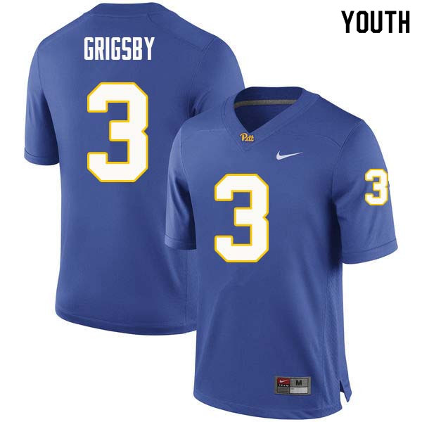 Youth #3 Nicholas Grigsby Pittsburgh Panthers College Football Jerseys Sale-Royal